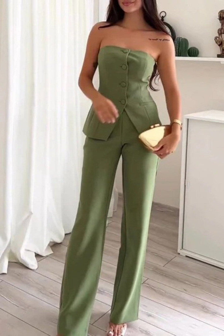 BRIA - Two-Piece Sleeveless Buttoned Set