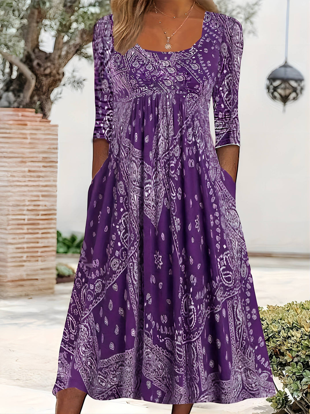 ELOWEN | CASUAL LONG-SLEEVED MIDI DRESS