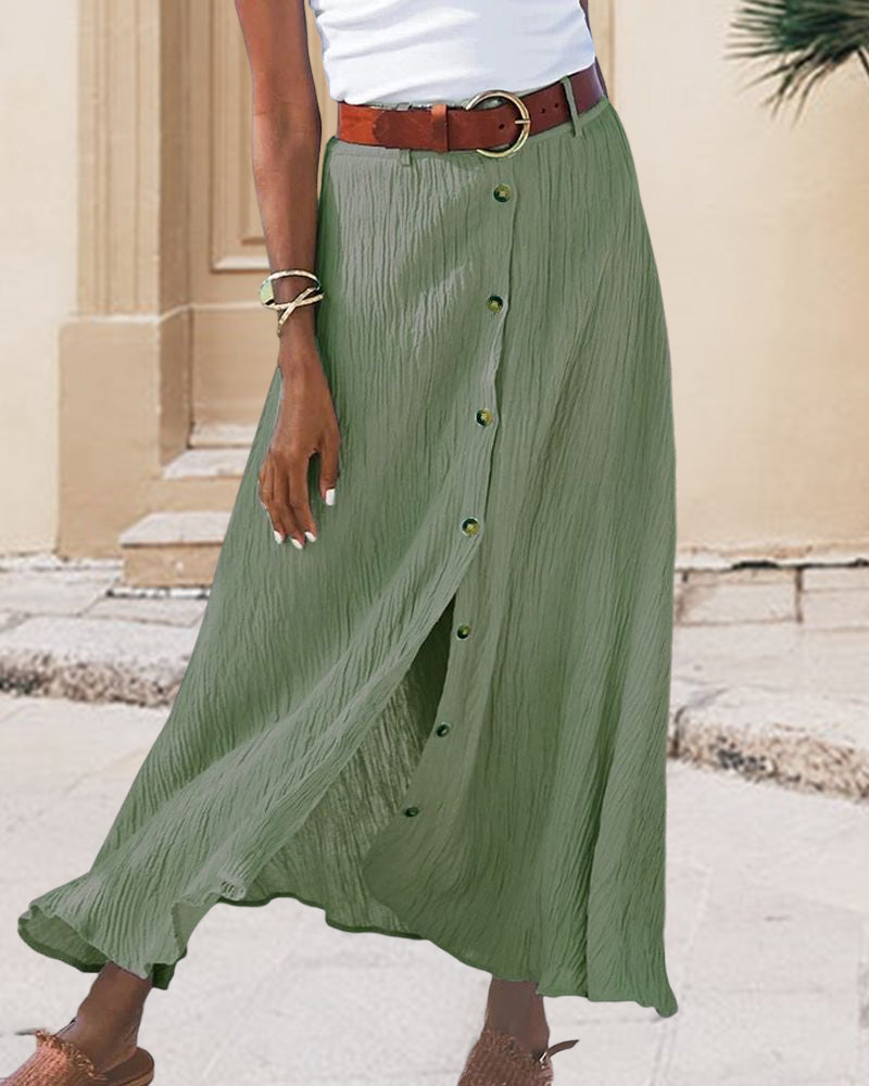 Syndy - Fluid Button Skirt