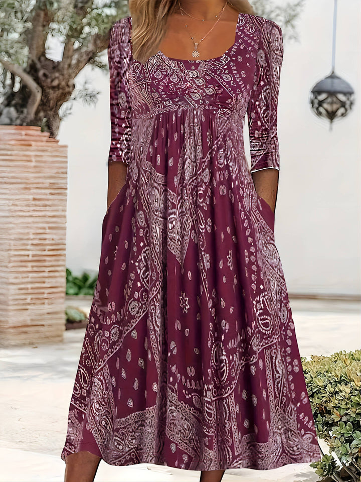 ELOWEN | CASUAL LONG-SLEEVED MIDI DRESS