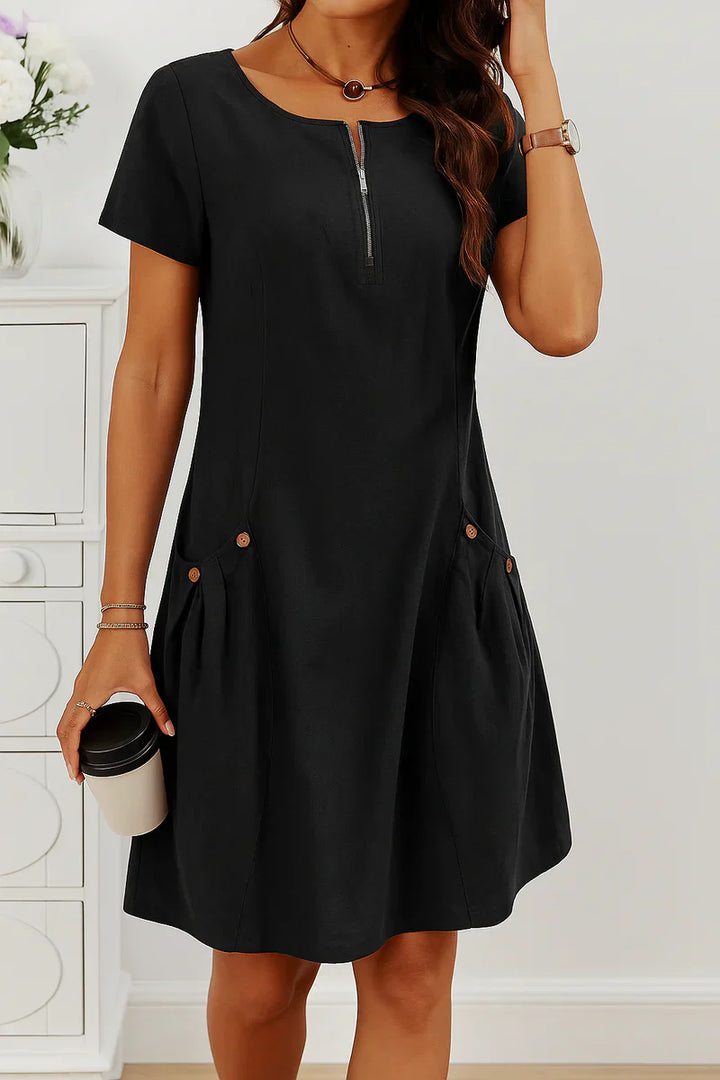 MARIELLA | Summer Dress with Elegant Zip, Practical Pockets, and Daily Comfort