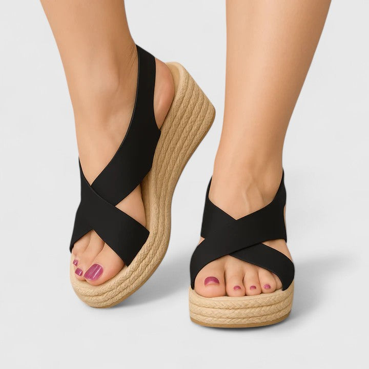 Bellany - Crossed Wedge Sandals