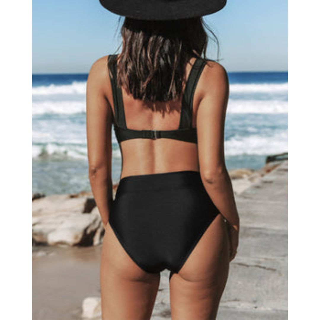 Claire | High-Waisted Solid Swimsuit