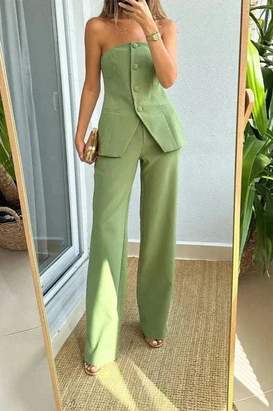 BRIA - Two-Piece Sleeveless Buttoned Set