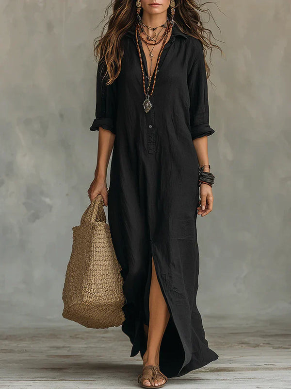 Willow flowing maxi summer dress with button detail